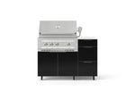 NewAge Outdoor Kitchens Outdoor Grill Island Aluminum 4-Piece Cabinet Set with Casters and 3-Drawer, Grill Cabinet, Platinum Grill and Dekton in Aeris Countertop - (Liquid Propane) 