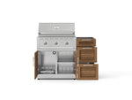 NewAge Outdoor Kitchens Outdoor Grill Island Stainless-Steel Louvered Doors 3-Piece Cabinet Set with 3-Drawer, Grill Cabinet and Performance Grill - (Natural Gas) 