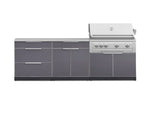 NewAge Outdoor Kitchens Aluminum 5-Piece Cabinet Set With 3 Drawer, Bar, Grill Cabinet, Platinum Grill and Countertop-71044-Garage Giant 