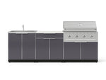 NewAge Outdoor Kitchens Aluminum 5-Piece Cabinet Set with Bar, Grill, Sink Cabinet, Performance Grill, and Countertop - (Natural Gas) 
