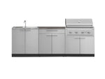 NewAge Outdoor Kitchens Stainless-Steel 5-Piece Cabinet Set with Sink, 2-Door with Drawer, Grill Cabinet, Performance Grill, and Countertop-71590-Garage Giant 