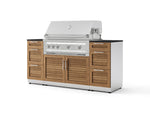 NewAge Outdoor Kitchens Outdoor Grill Island Stainless-Steel Louvered Doors 6-Piece Cabinet Set with 3 Drawers, Grill Cabinet, Platinum Grill and Dekton in Sirius Countertops - (Liquid Propane) | Garage Giant 