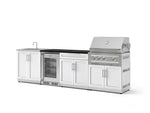 NewAge Outdoor Kitchens Stainless Steel 6-Piece Cabinet Set with Sink, Bar, Grill Cabinet, Platinum Grill, Countertop and Glass Door Fridge-73776-Garage Giant 