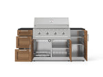 NewAge Outdoor Kitchens Outdoor Grill Island Stainless-Steel Louvered Doors 6-Piece Cabinet Set with 1 Door, 3 Drawer, Grill Cabinet, Performance Grill and Dekton in Sirius Countertops - (Natural Gas) 