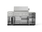 NewAge Outdoor Kitchens Outdoor Grill Island Stainless-Steel 6-Piece Cabinet Set with 1-Door, Grill Cabinet, Platinum Grill, Dual Side Burner and Dekton in Aeris Countertop - (Natural Gas) 