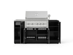 NewAge Outdoor Kitchens Outdoor Grill Island Aluminum 5-Piece Cabinet Set with Sink, 1 Door, Grill Cabinet, Platinum Grill and Stainless Steel Countertop - (Liquid Propane) 