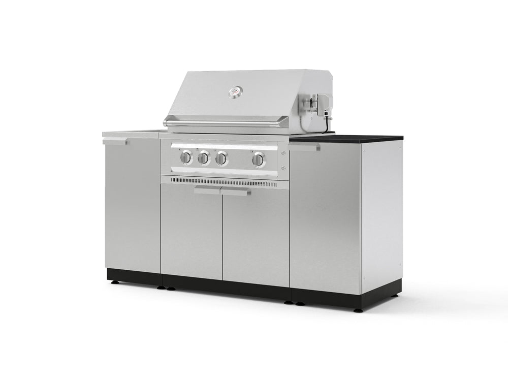 NewAge Outdoor Kitchens Outdoor Grill Island Stainless-Steel 5-Piece Cabinet Set with Sink, 1 Door, Grill Cabinet, Platinum Grill and Stainless Steel Countertop - (Liquid Propane) | Garage Giant