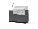 NewAge Outdoor Kitchens Outdoor Grill Island Aluminum 3-Piece Cabinet Set with Sink, Grill Cabinet and Performance Grill-75335-Garage Giant 