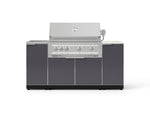 NewAge Outdoor Kitchens Outdoor Grill Island Aluminum 5-Piece Cabinet Set with Sink, 1 Door, Grill Cabinet, Platinum Grill and Stainless Steel Countertop - (Liquid Propane) 