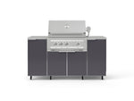 NewAge Outdoor Kitchens Outdoor Grill Island Aluminum 6-Piece Cabinet Set with Casters and 1 Door, Grill Cabinet, Platinum Grill, Countertops 
