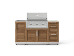 NewAge Outdoor Kitchens Outdoor Grill Island Stainless-Steel Louvered Doors 5-Piece Cabinet Set with Sink, 3 Drawer, Grill Cabinet, Performance Grill and Stainless Steel Countertop - (Natural Gas) 
