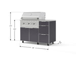 NewAge Outdoor Kitchens Outdoor Grill Island Aluminum 4-Piece Cabinet Set with Casters and 3-Drawer, Grill Cabinet, Performance Grill, Countertop 
