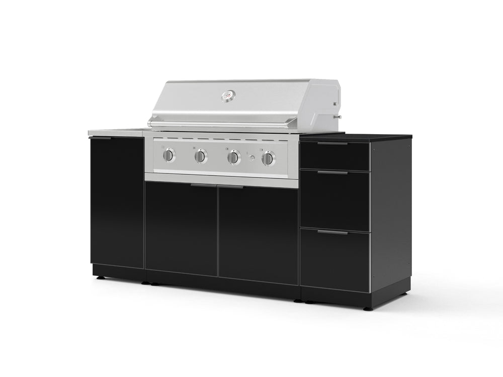 NewAge Outdoor Kitchens Outdoor Grill Island Aluminum 5-Piece Cabinet Set with Sink, 3 Drawer, Grill Cabinet, Performance Grill and Stainless Steel Countertop - (Natural Gas) | Garage Giant