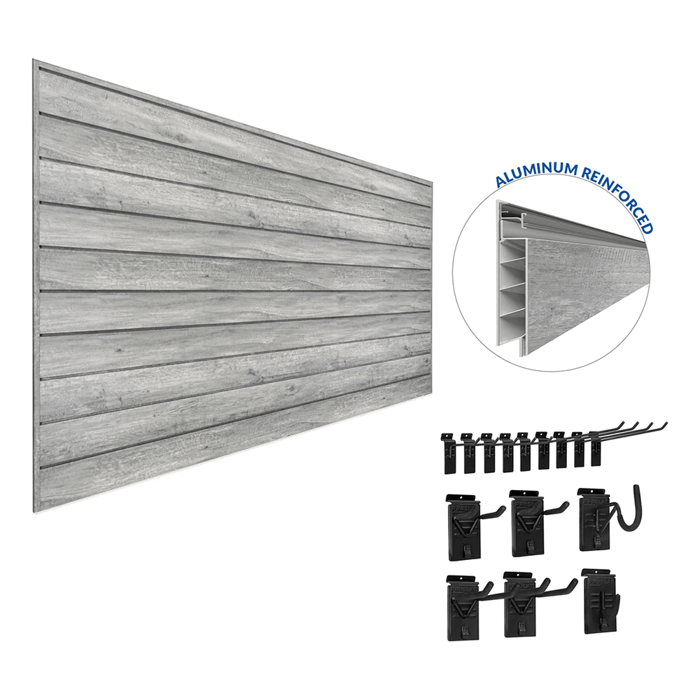 Proslat PROCORE Slatwall Basic Bundle (Grey Wood) 57102K | Garage Giant