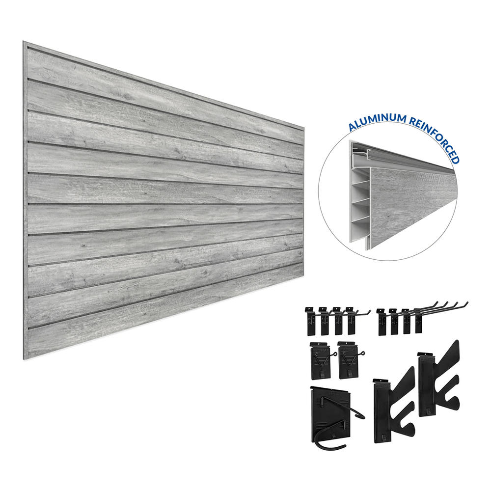Proslat PROCORE Slatwall Sports Bundle (Grey Wood) 57103K | Garage Giant