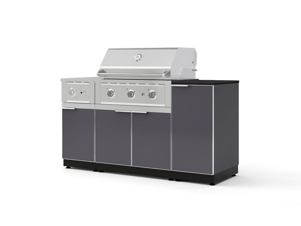 NewAge Outdoor Kitchens Outdoor Grill Island Aluminum 6-Piece Cabinet Set with 1-Door, Grill Cabinet, Performance Grill, Side Burner and Countertop - (Liquid Propane) | Garage Giant