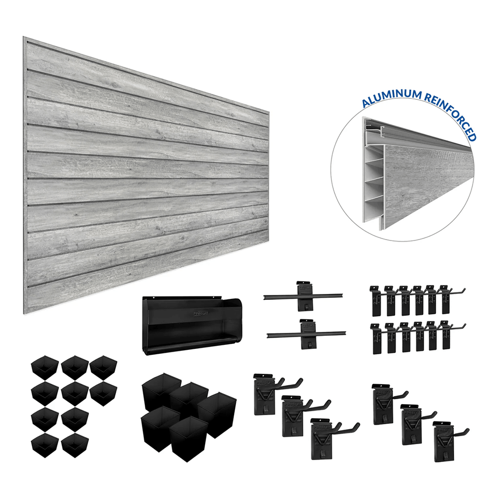 Proslat PROCORE Slatwall Handyman Bundle (Grey Wood) 57105K | Garage Giant