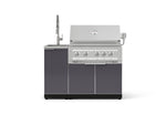 NewAge Outdoor Kitchens Outdoor Grill Island Aluminum 3-Piece Cabinet Set with Sink, Grill Cabinet and Platinum Grill-75268-Garage Giant 