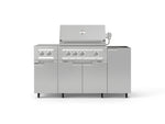 NewAge Outdoor Kitchens Outdoor Grill Island Stainless-Steel 5-Piece Cabinet Set with Casters and 1-Door, Grill Cabinet, Dual Side Burner and Platinum Grill - (Liquid Propane) 