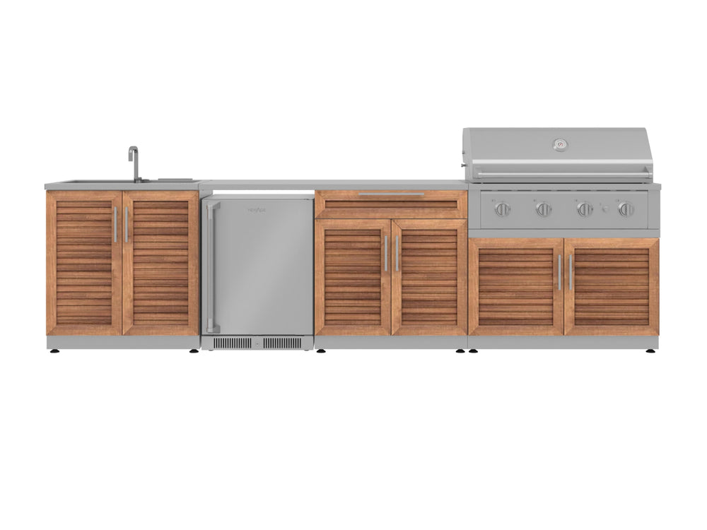 NewAge Outdoor Kitchens Stainless Steel 6-Piece Cabinet Set with Sink, Bar, Grill Cabinet, Performance Grill, Countertop and Fridge-66375-Garage Giant