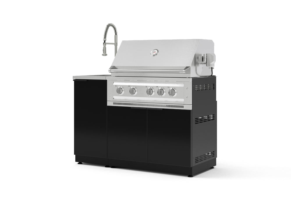 NewAge Outdoor Kitchens Outdoor Grill Island Aluminum 3-Piece Cabinet Set with Sink, Grill Cabinet, and Platinum Grill | 76337
