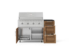 NewAge Outdoor Kitchens Outdoor Grill Island Stainless-Steel Louvered Doors 4-Piece Cabinet Set with Casters and 3-Drawer, Grill Cabinet, Performance Grill and Dekton in Sirius Countertop - (Liquid Propane) 