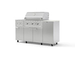 NewAge Outdoor Kitchens Outdoor Grill Island Stainless-Steel 6-Piece Cabinet Set with Casters and 1-Door, Grill Cabinet, Performance Grill, Side Burner and Dekton in Aeris Countertop - (Liquid Propane) | Garage Giant 
