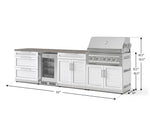 NewAge Outdoor Kitchens Stainless Steel 7-Piece Cabinet Set with 3-Drawer, Bar, Grill Cabinet, Platinum Grill, Countertop, and Glass Door Fridge-73705-Garage Giant 