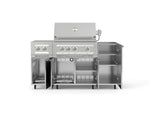 NewAge Outdoor Kitchens Outdoor Grill Island Stainless-Steel 5-Piece Cabinet Set with Casters and 1-Door, Grill Cabinet, Dual Side Burner and Platinum Grill - (Liquid Propane) 
