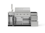 NewAge Outdoor Kitchens Outdoor Grill Island Stainless-Steel 5-Piece Cabinet Set with Sink, 3 Drawer, Grill Cabinet, Performance Grill and Stainless Steel Countertop - (Natural Gas) 