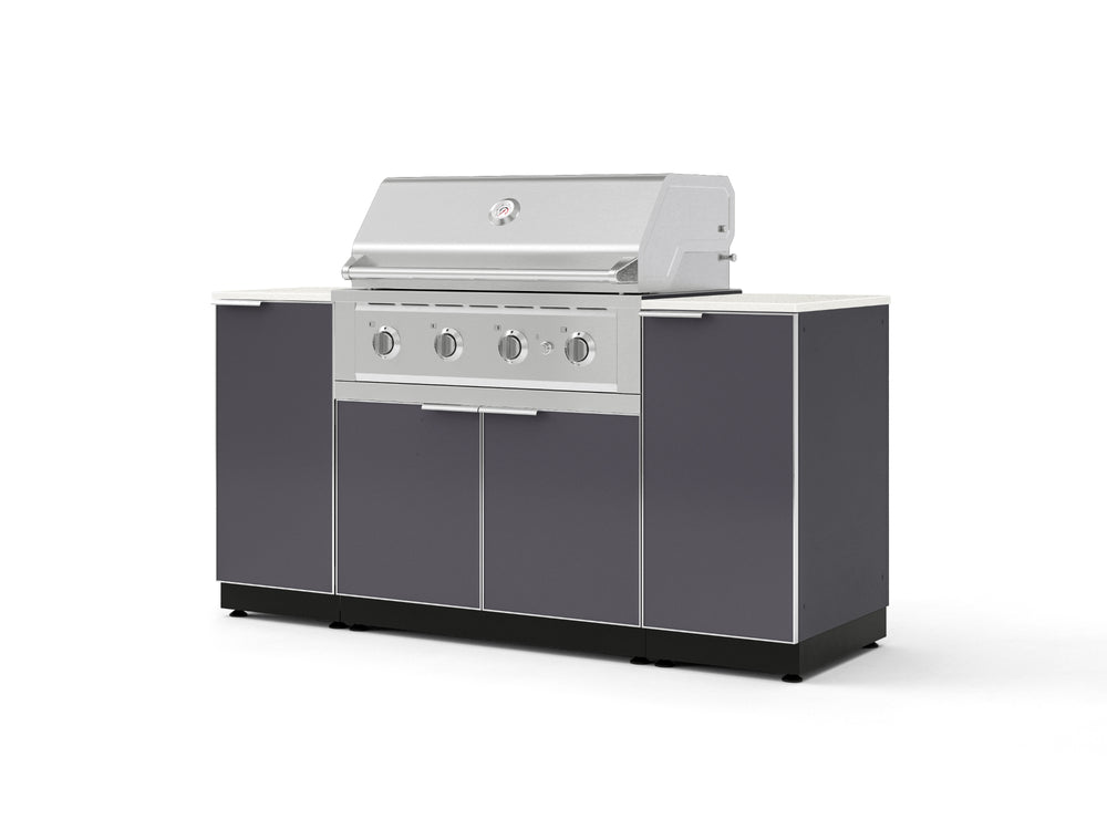 NewAge Outdoor Kitchens Outdoor Grill Island Aluminum 6-Piece Cabinet Set with 1 Door, Grill Cabinet, Performance Grill and Countertops - (Natural Gas) | Garage Giant