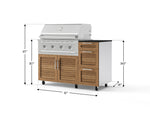 NewAge Outdoor Kitchens Outdoor Grill Island Stainless-Steel Louvered Doors 4-Piece Cabinet Set with Casters and 3-Drawer, Grill Cabinet, Performance Grill and Dekton in Sirius Countertop - (Liquid Propane)-95833-Garage Giant 