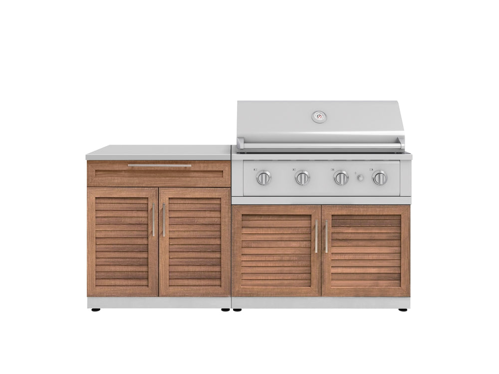 NewAge Outdoor Kitchens Stainless Steel 4-Piece Cabinet Set with Bar, Grill Cabinet, Performance Grill and Countertop-67393-Garage Giant