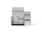 NewAge Outdoor Kitchens Outdoor Grill Island Stainless-Steel 4-Piece Cabinet Set with 3-Drawer, Grill Cabinet, Performance Grill and Countertop 