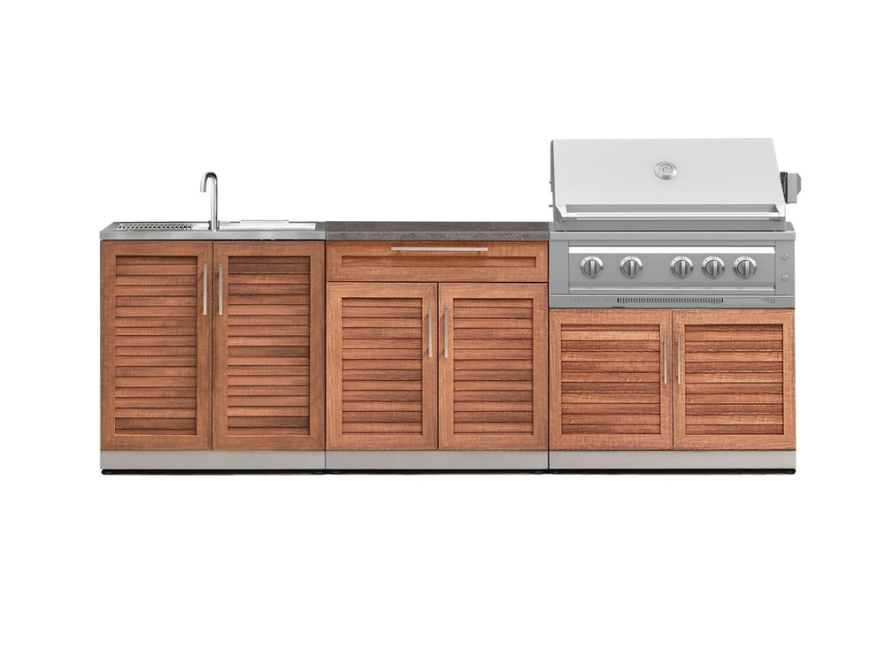 NewAge Outdoor Kitchens Stainless-Steel 5-Piece Cabinet Set with Sink, 2-Door with Drawer, Grill Cabinet, Platinum Grill and Countertop-71608-Garage Giant