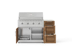 NewAge Outdoor Kitchens Outdoor Grill Island Stainless-Steel Louvered Doors 4-Piece Cabinet Set with 3-Drawer, Grill Cabinet, Performance Grill and Dekton in Aeris Countertop - (Liquid Propane) 