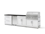NewAge Outdoor Kitchens Stainless Steel 7-Piece Cabinet Set with 3-Drawer, Bar, Grill Cabinet, Performance Grill, Countertops, and Stainless Steel Door Fridge-73619-Garage Giant 