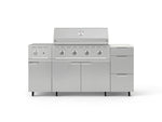 NewAge Outdoor Kitchens Outdoor Grill Island Stainless-Steel 6-Piece Cabinet Set with Casters and 3-Drawer, Grill Cabinet, Performance Grill, Side Burner and Dekton in Aeris Countertop - (Liquid Propane) 