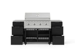 NewAge Outdoor Kitchens Outdoor Grill Island Stainless-Steel 6-Piece Cabinet Set with Casters 3 Drawers, Grill Cabinet, Performance Grill, Countertops 