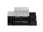 NewAge Outdoor Kitchens Outdoor Grill Island Stainless-Steel 6-Piece Cabinet Set with 3-Drawer, Grill Cabinet, Performance Grill, Side Burner and Dekton in Aeris Countertop - (Natural Gas) 