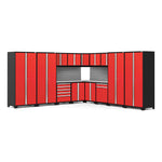 Newage Products Pro 3.0 Series 16-Piece Garage Cabinet Corner Set-52159-Grey-Bamboo Worktop-None-Garage Giant 