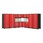 Newage Products Pro 3.0 Series 16-Piece Garage Cabinet Corner Set-52159-Grey-Bamboo Worktop-None-Garage Giant 