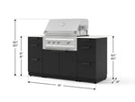 NewAge Outdoor Kitchens Outdoor Grill Island Stainless-Steel 6-Piece Cabinet Set with 3 Drawers, Grill Cabinet, Platinum Grill and Dekton in Aeris Countertops - (Natural Gas) 