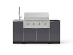 NewAge Outdoor Kitchens Outdoor Grill Island Aluminum 5-Piece Cabinet Set with Sink, 1 Door, Grill Cabinet, Performance Grill and Stainless Steel Countertop - (Liquid Propane) 