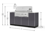 NewAge Outdoor Kitchens Outdoor Grill Island Aluminum 5-Piece Cabinet Set with Sink, 1 Door, Grill Cabinet, Platinum Grill and Stainless Steel Countertop - (Liquid Propane) 