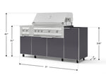 NewAge Outdoor Kitchens Outdoor Grill Island Aluminum 5-Piece Cabinet Set with Casters and 1-Door, Grill Cabinet, Dual Side Burner and Platinum Grill - (Liquid Propane) 