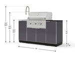 NewAge Outdoor Kitchens Outdoor Grill Island Aluminum 5-Piece Cabinet Set with Sink, 1 Door, Grill Cabinet, Performance Grill and Stainless Steel Countertop - (Liquid Propane) 