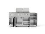 NewAge Outdoor Kitchens Outdoor Grill Island Stainless-Steel 6-Piece Cabinet Set with Casters and 1-Door, Grill Cabinet, Performance Grill, Side Burner and Dekton in Aeris Countertop - (Liquid Propane) 