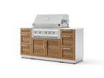 NewAge Outdoor Kitchens Outdoor Grill Island Stainless-Steel Louvered Doors 6-Piece Cabinet Set with 3 Drawers, Grill Cabinet, Platinum Grill and Dekton in Aeris Countertops - (Natural Gas) | Garage Giant 