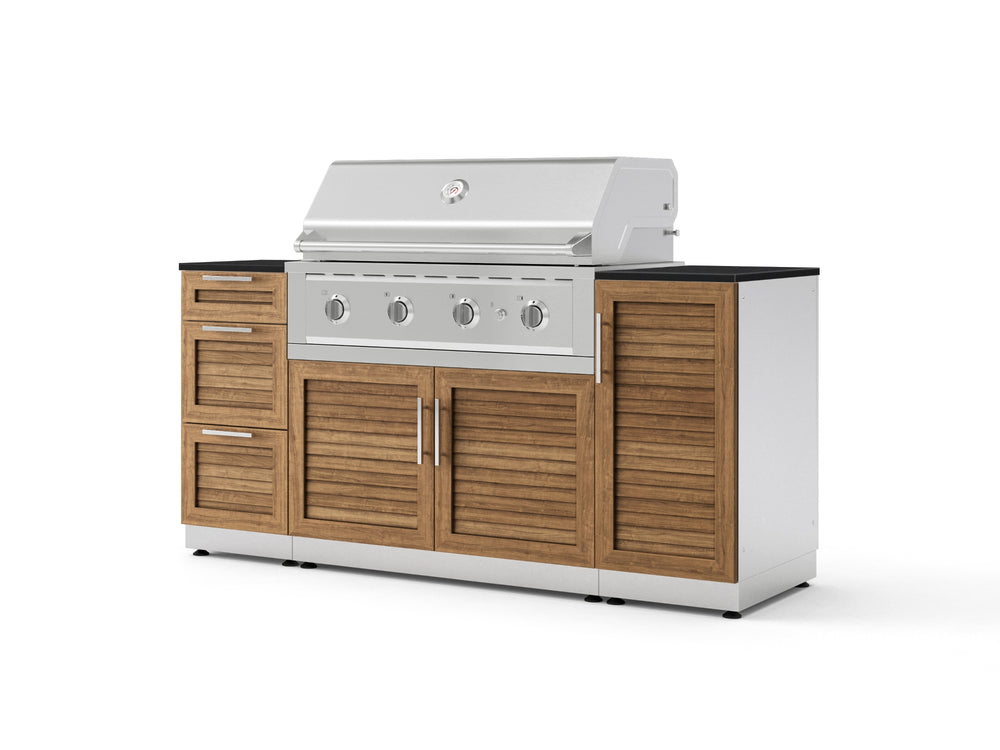 NewAge Outdoor Kitchens Outdoor Grill Island Stainless-Steel Louvered Doors 6-Piece Cabinet Set with 1 Door, 3 Drawer, Grill Cabinet, Performance Grill and Dekton in Sirius Countertops - (Liquid Propane) | Garage Giant